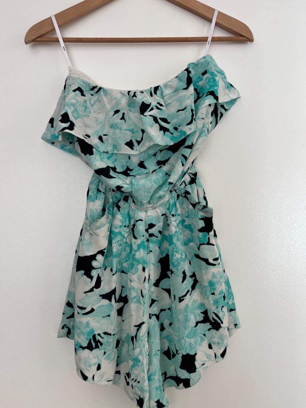 Aritzia silk floral strapless romper